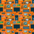 Computer parts seamless pattern. Royalty Free Stock Photo
