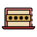 Computer password icon color outline vector Royalty Free Stock Photo