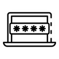 Computer password icon, outline style