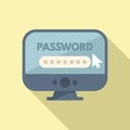Computer password protection icon flat vector. Personal video