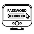 Computer password protection icon outline vector. Personal video