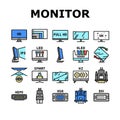 Computer Pc Monitor Collection Icons Set Vector