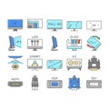 Computer Pc Monitor Collection Icons Set Vector .