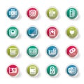 Computer Performance and Equipment Icons over colored background Royalty Free Stock Photo