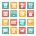 Computer performance and equipment icons over colored background Royalty Free Stock Photo