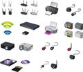Vector graphics of computer network devices and industrial automation Royalty Free Stock Photo