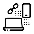 Computer and phone connection icon vector outline illustration Royalty Free Stock Photo