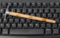 Computer and pickaxe - bitcoins mining Royalty Free Stock Photo