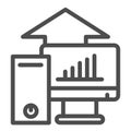 Computer platform testing line icon. Test hardware components and up symbol, outline style pictogram on white background