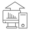 Computer platform testing thin line icon. Test hardware components and up symbol, outline style pictogram on white