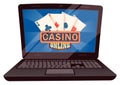 Computer with Playing Cards, Casino Online Vector