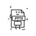 Computer pptx file format type icon vector design