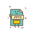 Computer pptx file format type icon vector design