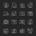 Computer problems chalk white icons set on black background