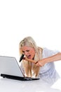 Computer problems with a hammer and a laptop Royalty Free Stock Photo