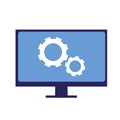 Computer processing data and system optimization, icon with computer and gears Royalty Free Stock Photo