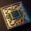 Computer processor on black background, created using generative ai technology Royalty Free Stock Photo