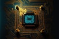 Computer processor on black background, created using generative ai technology Royalty Free Stock Photo