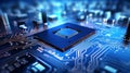 Computer processor on a blue background. Technology concept Royalty Free Stock Photo