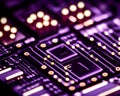 computer processor chip on a circuit board with microchips and other electronic parts CPU Chip on Motherboard. Ai generated image Royalty Free Stock Photo