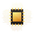 Computer Processor chip, CPU Microprocessor. Vector illustration. Royalty Free Stock Photo