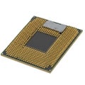 A computer processor chip on a transparent background with gold pins Royalty Free Stock Photo