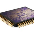 Computer Processor CPU Microchip Isolated on White Royalty Free Stock Photo