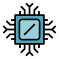 Computer processor icon color outline vector Royalty Free Stock Photo
