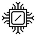 Computer processor icon, outline style Royalty Free Stock Photo