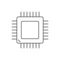 Computer processor linear icon on white background