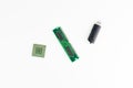 Computer Processor, Memory Chip And Portable Memory Stick Royalty Free Stock Photo