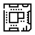 Computer processor microchip circuit board line icon Royalty Free Stock Photo
