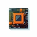 Computer Processor With Orange And White Background - Camera Obscura Style Royalty Free Stock Photo