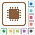 Computer processor simple icons Royalty Free Stock Photo