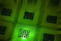 Computer processors aligned with green lighting effects postproduction Royalty Free Stock Photo