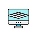 Computer program for 3d printer, 3D product modeling flat color line icon. Royalty Free Stock Photo