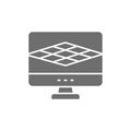 Computer program for 3d printer, 3D product modeling grey icon. Royalty Free Stock Photo