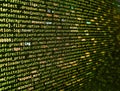 Computer program preview. Letters, chars, and digits. Javascript code in bracket software. Abstract computer script about big data Royalty Free Stock Photo