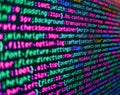 Computer program preview. Screen of web developing php code on dark background. Php language and coding function developer. Data Royalty Free Stock Photo