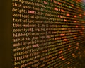 Computer program preview. Script procedure creating. Lines of code of a software with several colors. Programming, webdesign HTML Royalty Free Stock Photo