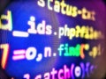 Computer program preview. Software developer screen background- source code script. All code and text written and created entirely Royalty Free Stock Photo