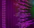 Computer program preview. WWW software development. Screen of web developing php code on dark background. Php language and coding Royalty Free Stock Photo