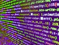 Computer program. Website development. Abstract program code on computer screen. Hi-tech modern screen of data, digits and chars Royalty Free Stock Photo