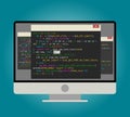 Computer of programmer, with computer code on the screen