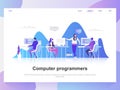 Computer programmers modern flat design concept. Landing page template.