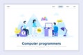 Computer programmers modern flat design concept. Software development and people concept. Landing page template. Royalty Free Stock Photo