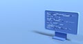 Computer programming or developing software. 3d rendering of flat monitor. Coding 3d render. 3d computer monitor. 3d render Royalty Free Stock Photo