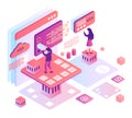 Computer programming isometric vector illustration Royalty Free Stock Photo