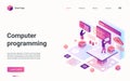 Computer programming landing page students learn programming code, programmer training course