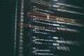 Programmer developer screen, web app coding. Script on computer. Modern display of data source code. Programming code abstract Royalty Free Stock Photo